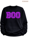 BOO Glitter HTV Sweatshirt with Satin Stitch Embroidery