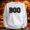 BOO Glitter HTV Sweatshirt with Satin Stitch Embroidery