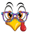 Turkey Face with Glasses – Cute Thanksgiving Cartoon Design