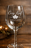 Cozy Leaf Creations Engraved Wine Glass