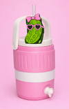Pink and white beverage cooler koozie
