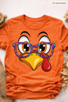 Turkey Face with Glasses – Cute Thanksgiving Cartoon Design